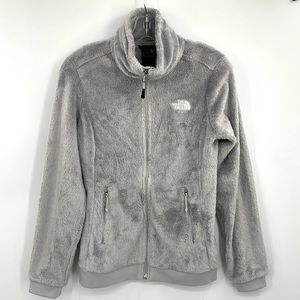 The north face womens full zip fleece jacket fuzzy light gray size XS